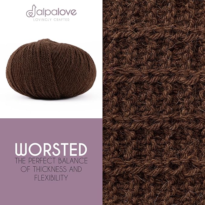 Worsted Set (6 x 1.75 oz) Super Soft Baby Alpaca Knitting Yarn Chocolate 656 Yards