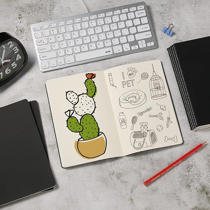 labkiss 24 pack blank notebook & journal bulk, black cover, unlined plain thick paper, a5 size, 5.5x8.3 inch, 60 page, small sketchbook subject note pad set for women men kids traveler student office