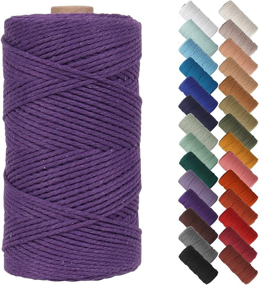 NOANTA Deep Purple Macrame Cord 2mm x 220yards, Colored Macrame Rope, Cotton Rope Macrame Yarn, Colorful Cotton Craft Cord for Wall Hanging, Plant Hangers, Crafts, Knitting