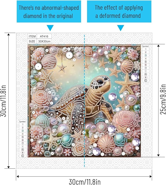 LazyFold Special Shape Diamond Art Kits for Beginners, Diamond ArtPainting Kits for Adults Sea Turtle, 5D Crystal Rhinestones Diamond Art Painting for Home Wall Decoration Gift 12×12inch