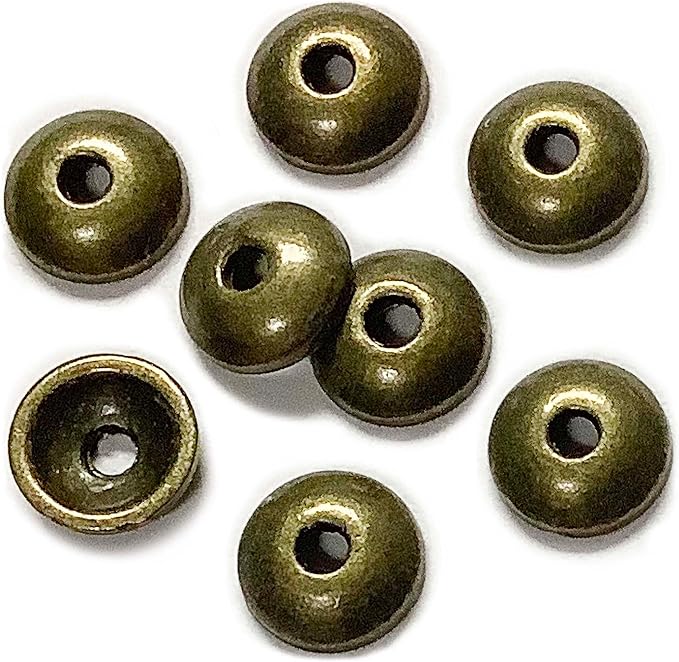 Heather's cf Flower Bead Caps Custom Fancy Charm Jewelry Making Spacer Kit Findings Bulk Vintage for Bracelets Earrings Necklaces Rings Beading Supplies Craft Non Tarnish DIY (Smooth Brass - 400 Pcs)