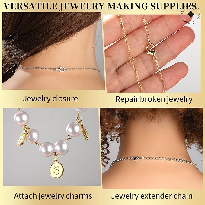 LEOBRO 801 PCS Jewelry Making Supplies, Jump Rings for Jewelry Making, and Lobster Claw Clasps, with Jewelry Pliers, Gold Silver Jump Rings, Jewelry Making Kit