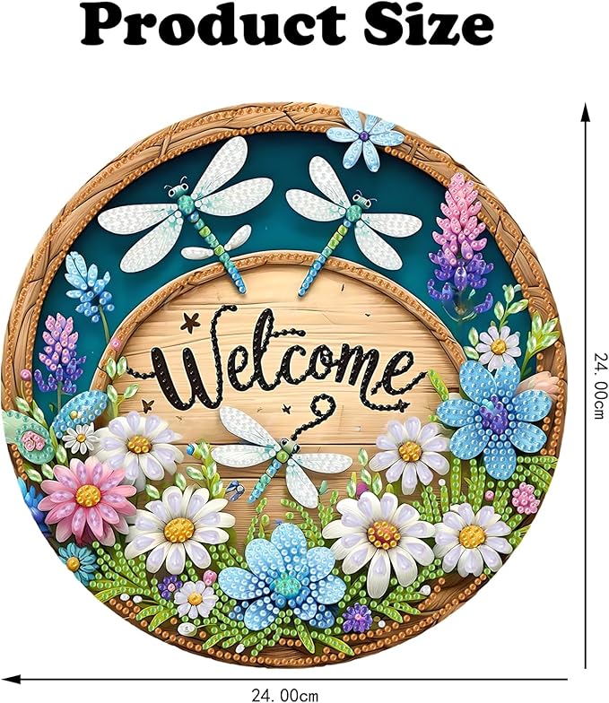 Diamond Art Kits for Adult Welcome Design Special Shape Acrylic Hanging Pendant Crystal Mosaic Home Wall Door Window Decor with Chain Handmade Gift