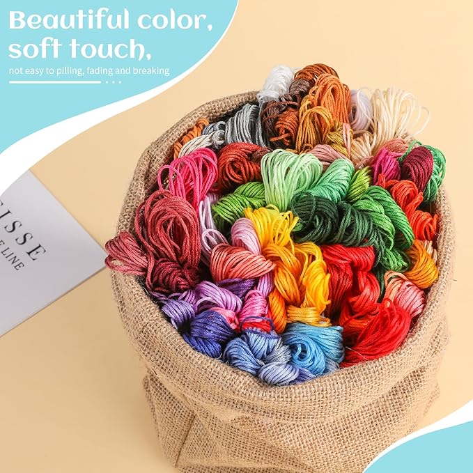 Embroidery Thread,100 Skeins Multicolor Embroidery Floss, Embroidery String for Bracelet Making,Hand Sewing Needle for Embroidery