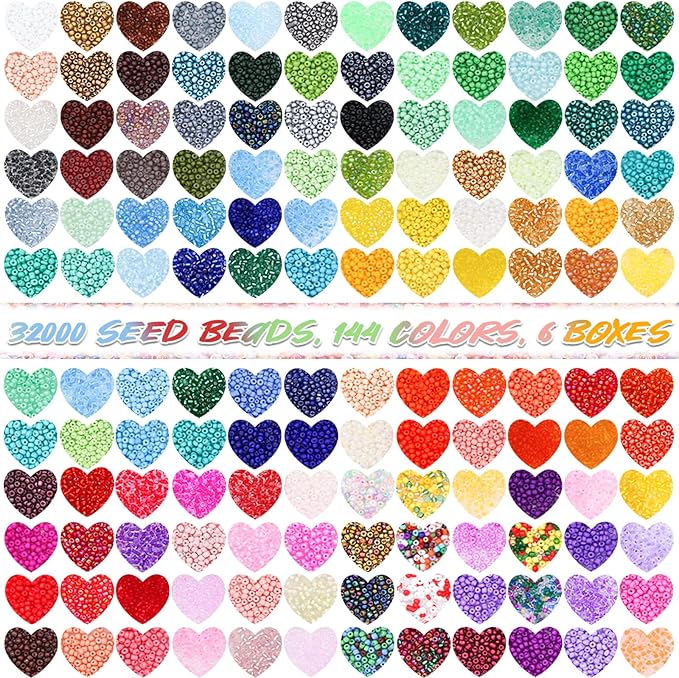 Glass Seed Beads Kit 3mm Small Waist Beads 8/0 with Elastic String Tweezers for Jewelry Necklace Bracelets Earring Making (144 Colors)