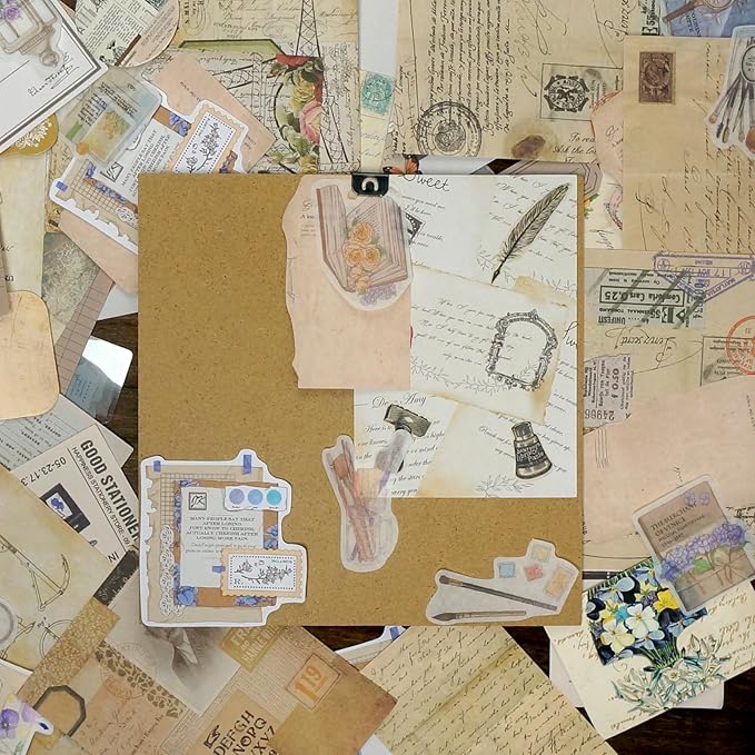 260 PCS Vintage Scrapbooking Supplies Aesthetic Journaling Kit,Large Collection for Bullet Junk Journals,Arts Craft Collage,Ephemera Adults,Beginners,Girls Teenage School Style(Academy)
