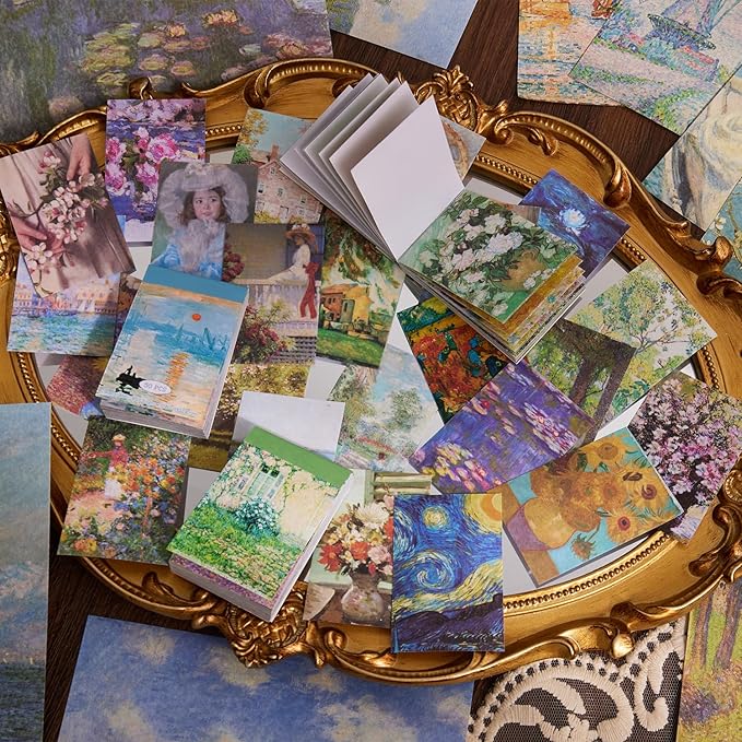 Scrapbooking Supplies Kit Plus 480Pcs, Vintage Van Gogh Oil Painting Aesthetic Scrapbook Kit for Bullet Junk Journal, DIY Journaling Supplies, Stationery, A5 Grid Notebook, Craft Gift Kid Girl