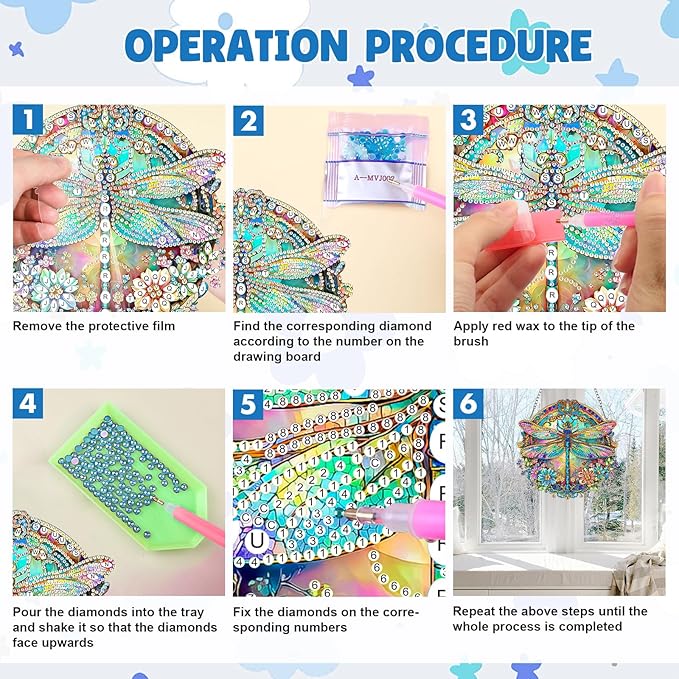 MAXBYE Dragonfly Hanging Diamond Art Painting Kits for Adults Beginners, DIY 5D Special Shaped Crystal Painting Diamond Kits Hanging Ornament for Gift Home Wall Door Decor