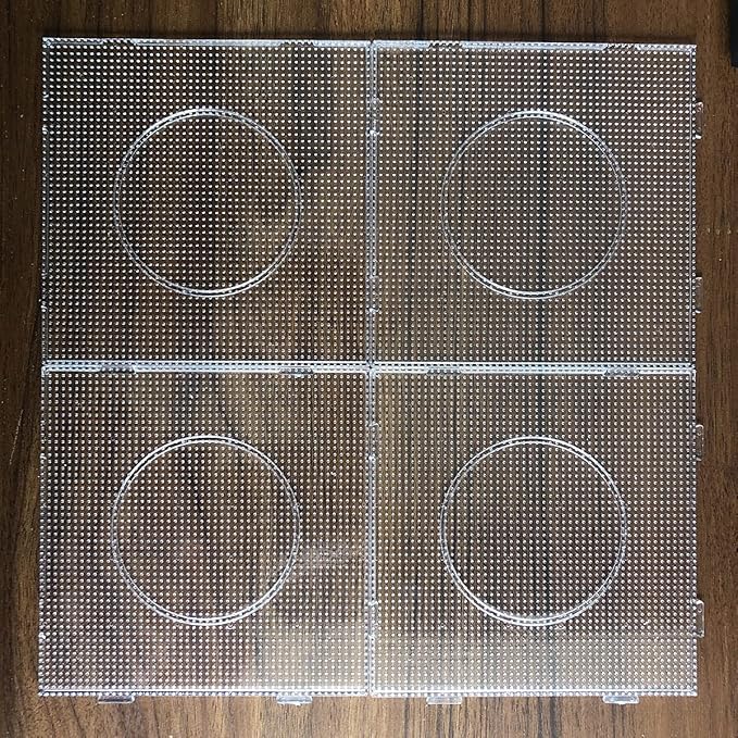 4PCS 2.6MM Fuse Beads Boards Large Square Clear Plastic Pegboards Kits Iron Beads for Aldult DIY Make Craft with 5 Ironing Paper