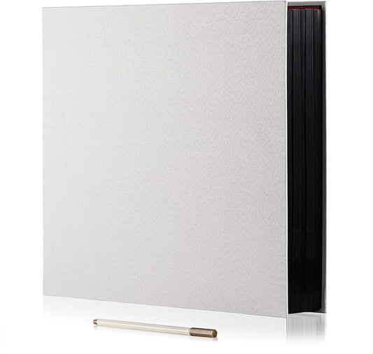 Large Photo Album Self Adhesive 4x6 8x10 10x12 13"x12.6" Scrapbook Album 12.6"x11" Inch 60 Black Sticky Pages Linen Cover Magnetic Photo Album with A Metallic Pen and DIY Stickers(White)