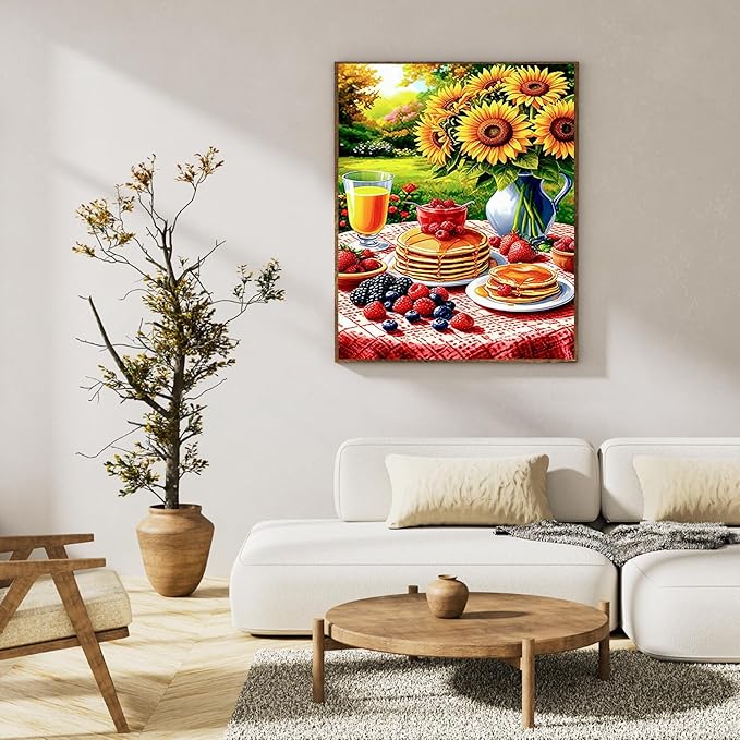 Okarina Paint by Numbers Kit for Adults Beginner Delicious Dessert, Adult Paint by Number Kits on Canvas, Flower DIY Acrylic Oil Painting by Numbers for Adults, Perfect for Home Wall Decor 16X20 Inch