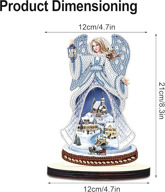 MVVMTOP Christmas Diamond Art Tabletop Decoration, DIY Snow Angel, Diamond Art 5D Special Shape Crystal Diamond Partial Diamond Art Painting Mosaic Handicraft, Home Office Tabletop Decor Gift