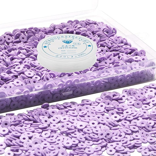 4000 Pcs Clay Beads for Bracelets Making, Polymer Spacer Flat DIY for Jewelry Necklace Earring Making Kit, Preppy Aesthetic Heishi Heshie Thin Disk Beads Assortments Set 4 6 8MM (PU-9-16, 6MM)
