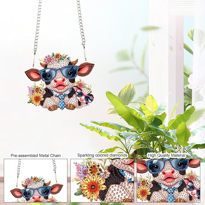 Tontut 5D DIY Diamond Art Painting Pendant kit, Fashion Calf Special Shape Hanging Crystal Window Pendant kit, Adult Gift Home Curtain Yard Doorway Decoration