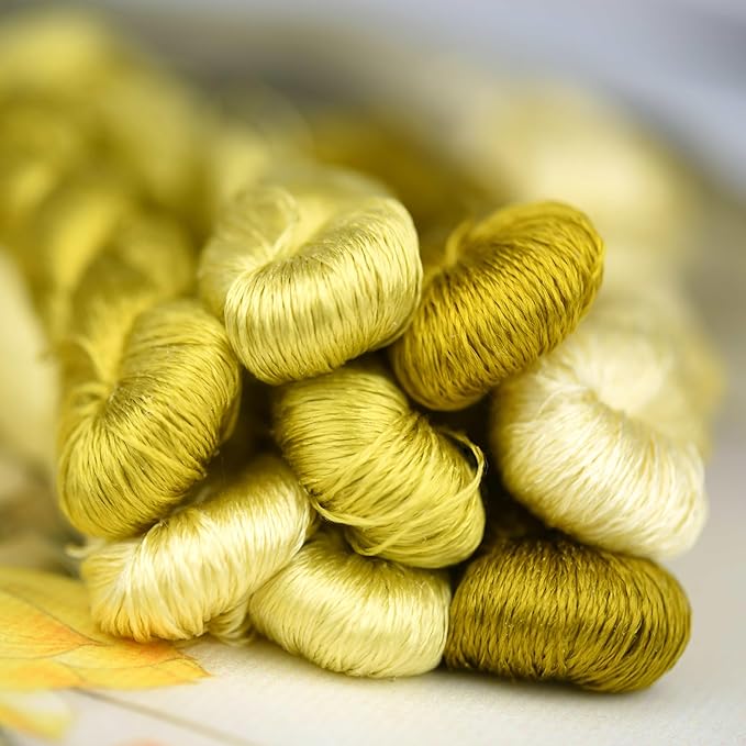 Natural 100% Silk Thread, Handmade Embroidery Thread Silk Floss 8 Colors 110m Each (63)