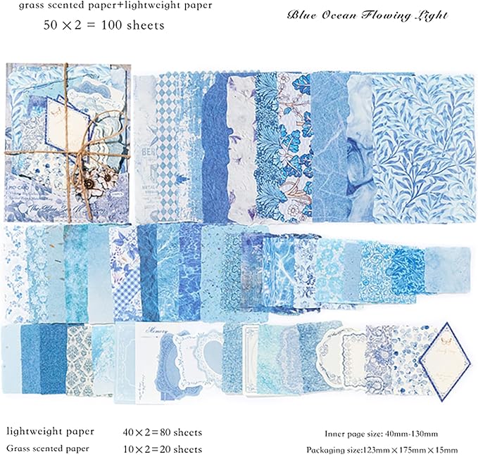 100 Sheets Vintage Scrapbook Papers Journaling Scrapbooking Supplies Kit junk journal supplies Decorative Craft Paper for Planner, Collage Paper Embellishment