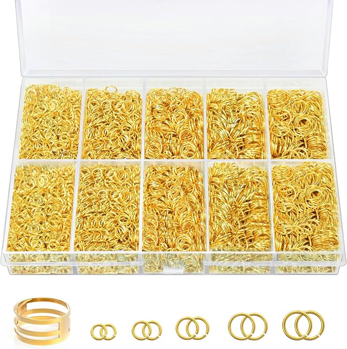 4600 Pcs Jump Rings for Jewelry Making Kit Gold & Silver, Open Rings with Opener Tools for Earrings, Keychains, Bracelet & Necklace Repair Supplies