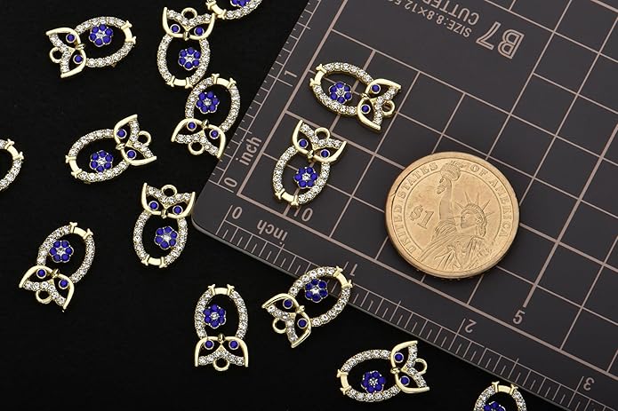 Pack of 20 Rhinestone Charms Gold Plated Pendants Pave Crystal Accessories for Necklace Bracelet Jewelry Making DIY Crafting