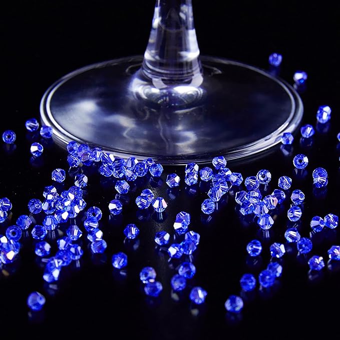 laopottbeads 1200pcs 3mm bicone crystal glass beads for jewelry making, sparkling mini beads for suncatchers, diy bracelets & craft projects (ab blue)