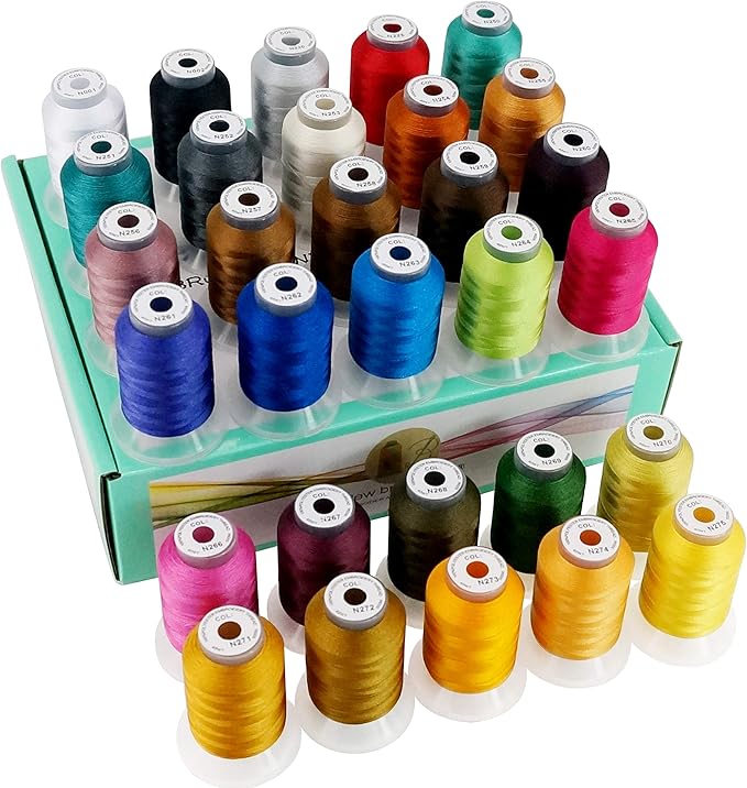 New brothread 30 Colors Polyester Embroidery Machine Thread Kit 500M (550Y) Each Spool - Colors Compatible with Janome and Robison-Anton Colors - Assortment 3