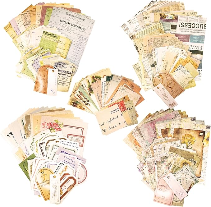 460 Sheets Vintage Scrapbook Papers Journaling Scrapbooking Supplies Kit junk journal supplies Decorative Craft Paper for Planner, Bullet Journal Collage Card Embellishment Retro Crafts