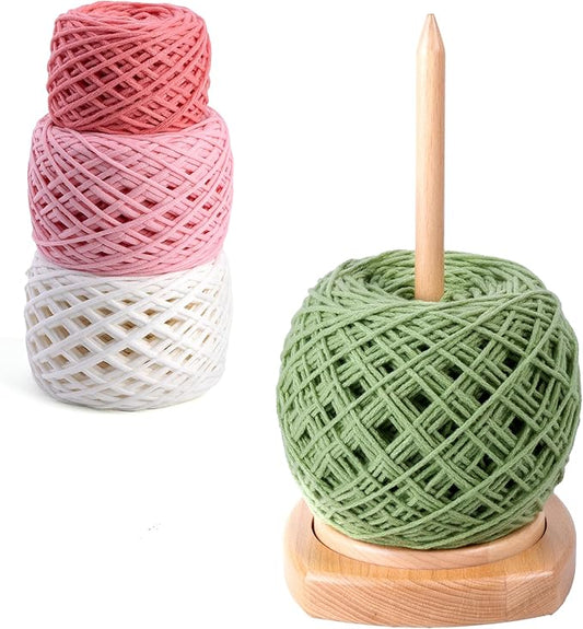 Caydo Wooden Yarn Holder for Knitting and Crocheting, Easy Install and Operate Yarn Spinner Holder, Yarn Spinner with Yarn Storage, Perfect Crochet Gift for Craft Enthusiasts - Large