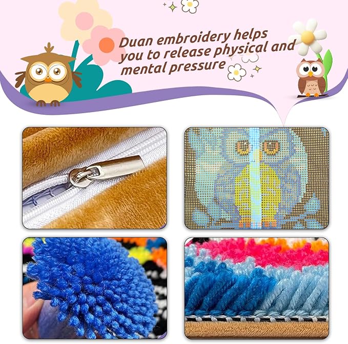 Numptain Latch Hook Kits for Adults,DIY Rug Kits Carpet Embroidery Sofa Cushion Dogs Only Pattern Color Printed Canvas,Beginners Handmade Needlework Crafts Home Decoration,20.5"x15"