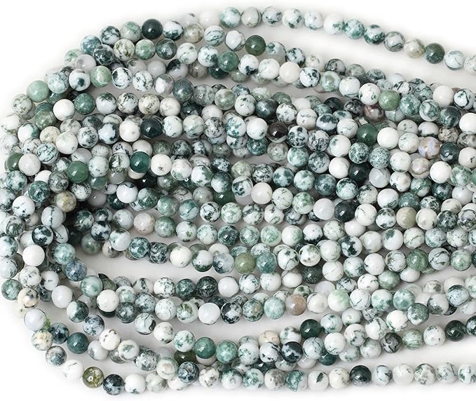 6mm 60PCS Natural Tree Agate Round Loose Beads for Jewelry Making 1 Strand 15"