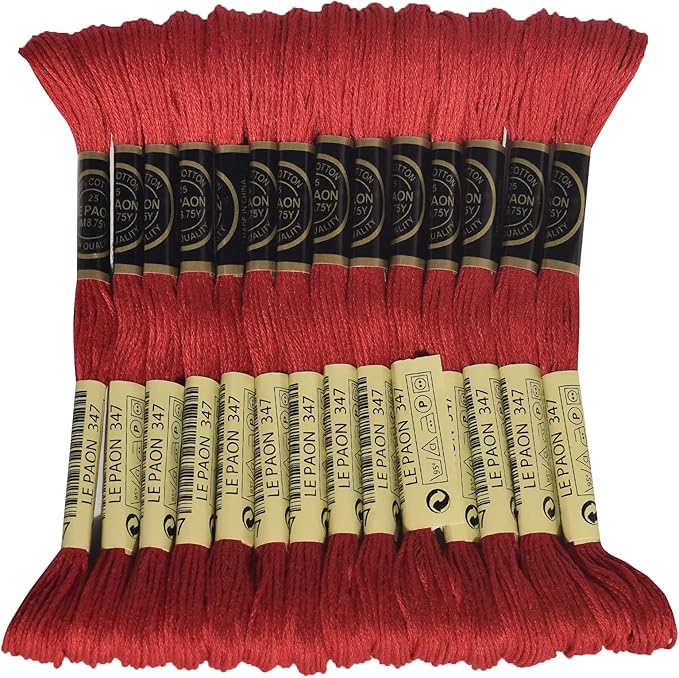 LE PAON Embroidery Floss, 14-Pack Six Strands 100% Long Staple Cotton Embroidery Thread, 8.7-Yard，Color Number：347, Very Dark Salmon