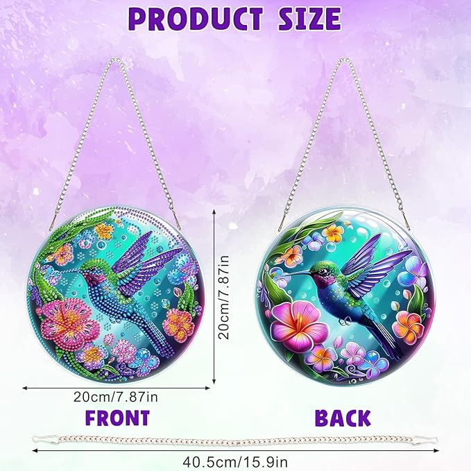 DOMROM Hummingbird Diamond Art Hanging Kits for Adults Beginners, Special Shaped Crystal Diamond Painting Hummingbird Pendant, DIY Diamond Art Suncatchers Bird for Home Garden Wall Decor Gift