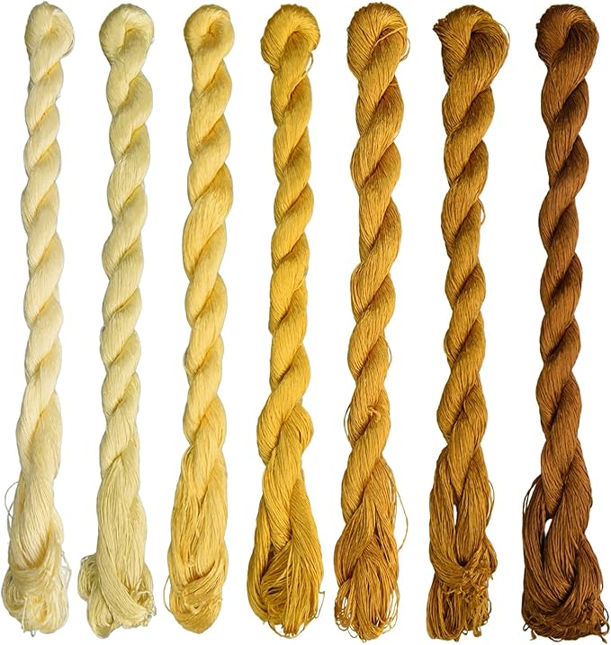 Natural 100% Silk Thread, Handmade Embroidery Thread Silk Floss 7 Colors 110m Each (51)
