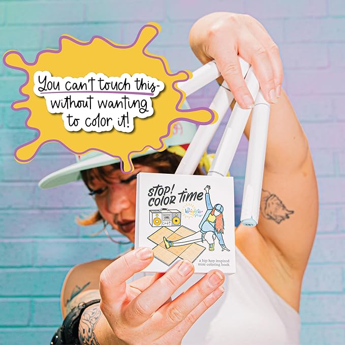 A Brighter Year The Original Adult Mini Coloring Book - Hip Hop Edition - 3” x 3” Pocket Size, 50 Pages, Lay Flat Binding, Thick Paper, No Bleeding - Stress & Anxiety Relief - Gift
