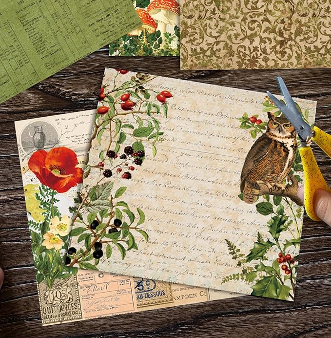 YASMEN Scrapbook Paper Pad 6x6, Vintage Patterned Cardstock Paper Pads for Card Making, Journals, Planner, DIY Envelopes, Greeting Cards, Gift Card, Decorative Art Craft -24 Sheets