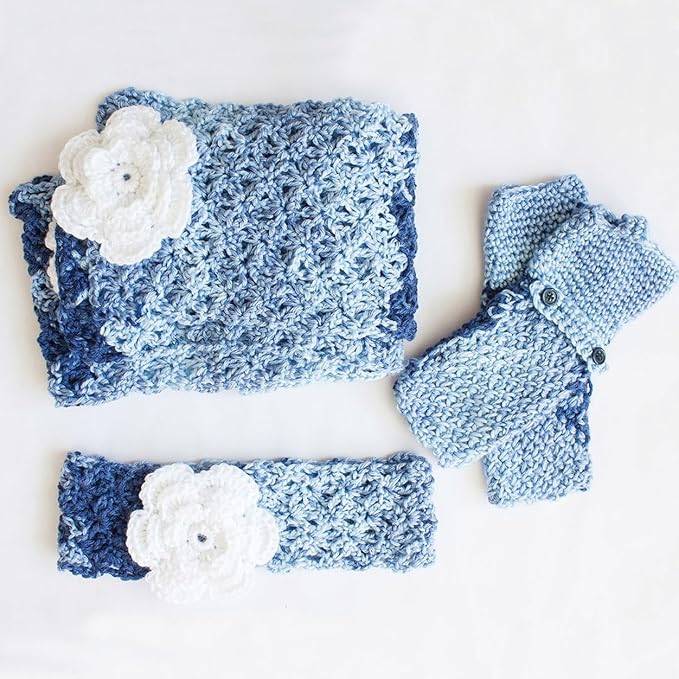 Caron Simply Soft Ombre Yarn (4) Medium Gauge 100% Acrylic - 5oz - Sat Blue Jeans - Machine Wash & Dry