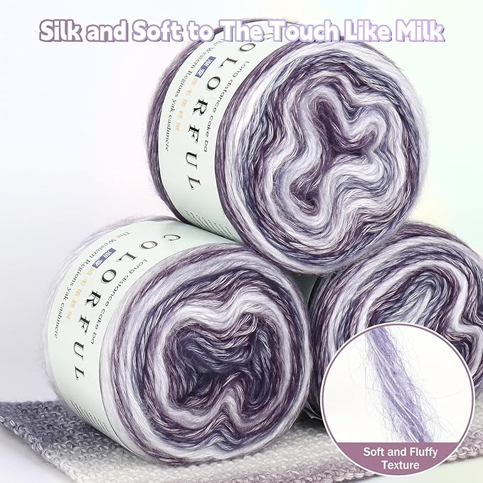 Katech Gradient Cake Yarn for Crocheting Knitting-Multicolor Soft Rainbow Cotton Crochet Yarn-Perfect for Scarves, Shawls, Blankets, and Garments That Stand Out with Style(D)