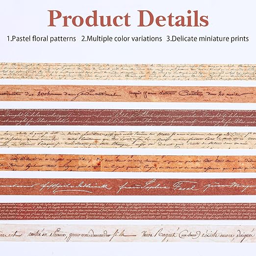 8 Rolls Arts Adhesive Tapes,Washi Tape Charming Vintage Washi Tape Set Thin Retro Decorative Masking Tapes for Journals Scrapbooking DIY Crafts Planners Gift Wrapping