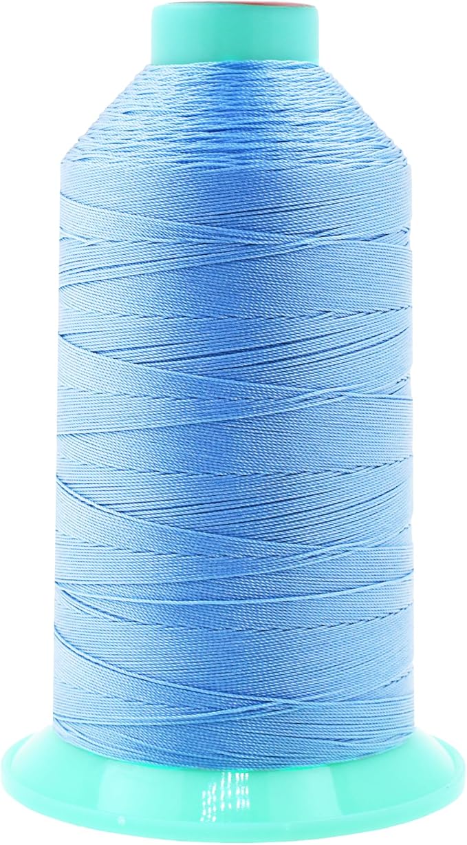 Mandala Crafts Size 138 420D T135 Bonded Nylon Thread - Light Blue 1250 YDs Tex 135 Heavy Duty Sewing Threads for Leather, Jeans, Weaving, Outdoor Marine Upholstery