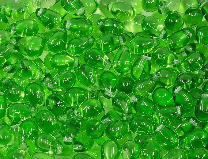 Czech 50-Piece Glass Beads, 6x9mm, Teardrop Transparent Simple Green