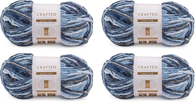 Crafted By Catherine Blanket Multi Yarn - 4 Pack (213 Yards Each Skein), Baby Blue Multi, Gauge 6 Super Bulky
