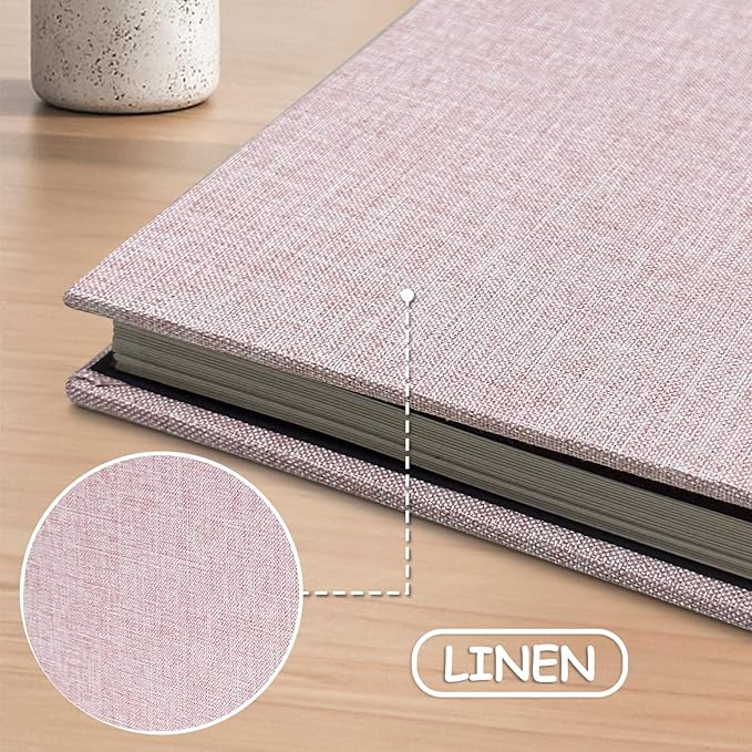 Large Photo Album Scrapbook – Holds 4x6, 8x10 Pictures – Self-Adhesive Pages for Baby, Wedding, Travel & Family Memories | Includes Metallic Pen & Scraper/Light Pink Large DIY Memory Book for Gifts