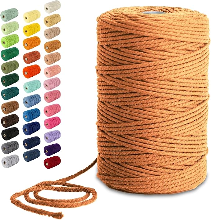 Nook Theory Macrame Cord - 3mm 220 Yards Cotton Rope, 4mm 5mm Yarn, String for Crafts, Perfect for Macrame Wall Hanging and Boho Decorations (Mustard 2)