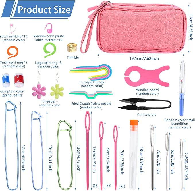 IMZAY Crochet Hooks Set for Beginners, 90Pcs Ergonomic Crochet Kit with Case, Stitch Markers & Blunt Needles, Arthritis-Friendly, Complete Knitting Accessories for Crochet Lovers