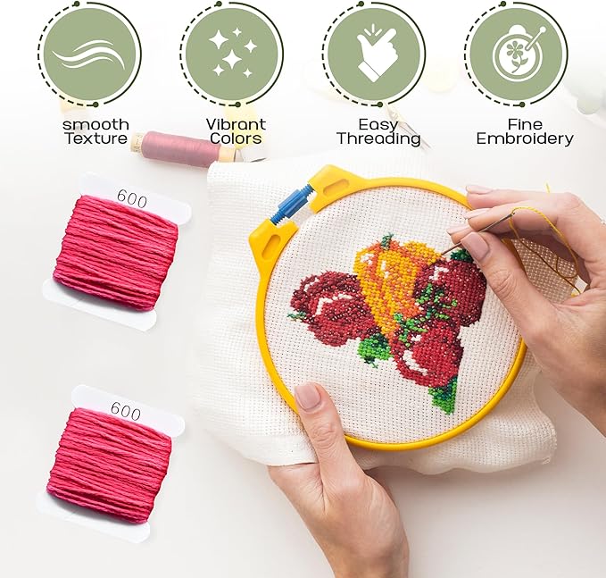 Embroidery Floss Kit and Refills - Cotton Threads - DMC Color Coding for Cross Stitch, String Crafts, Friendship Bracelets
