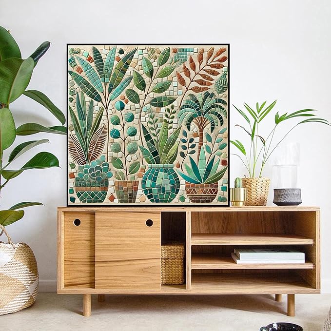 mrpwnle Diamond Art Kits for Adults, Potted Plant Diamond Painting Kits for Adults Beginners, 5D Diamonds Art Painting, DIY Full Round Drill Gem Art Kit, Gift Home Wall Decor 13.8 X 13.8Inch