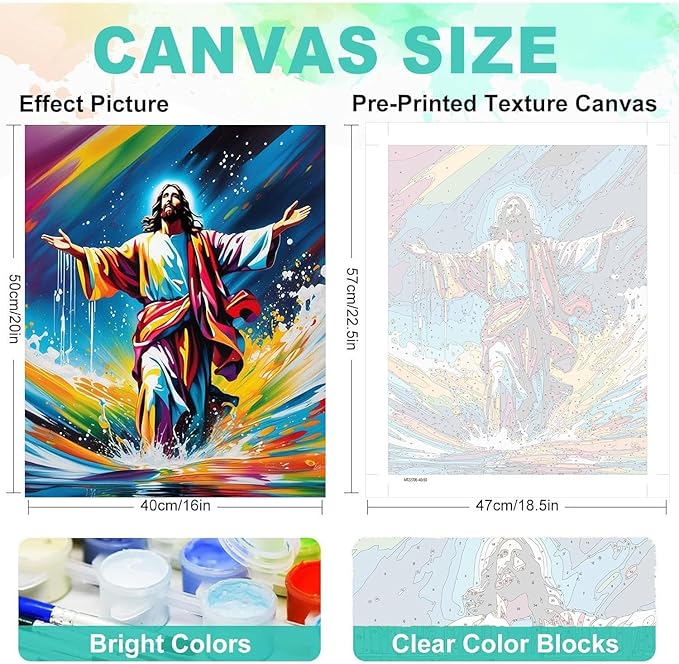 cviokrdu Jesus Paint by Numbers Kit for Adults - Christians Adult Paint by Number Kits on Canvas, Religion DIY Oil Painting for Gift Home Wall Decor (16x20inch)