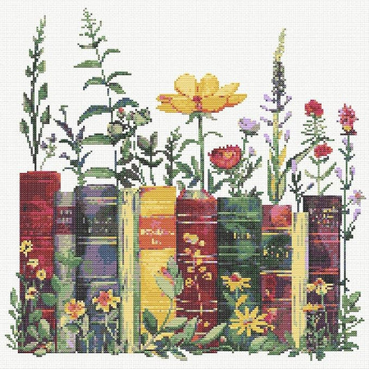 kyoqfvn stamped cross stitch kits - flower embroidery starter kit for adult beginners, 11ct needlepoint cross-stitch patterns dimensions kit arts and crafts 14×14inch