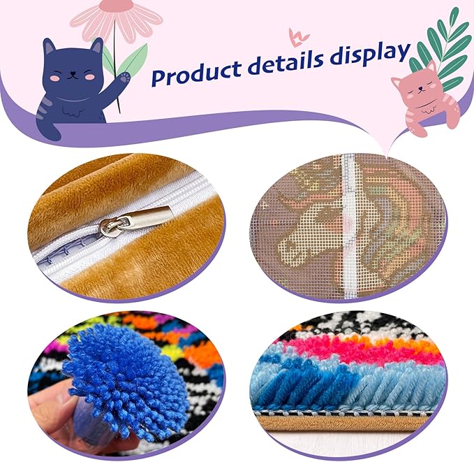Unicorn Princess Latch Hook Kits for Adults Kids, Beginners DIY Throw Pillow Kit Pre-printed Pillowcase Hook and Latch Rug Kits Cross-stitch Cushion Cover for Home Sofa Decor Gift Idea 17x17 inch