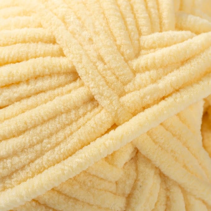 3PCS 3.5oz Chenille Yarn for Blankets Amigurumi: Soft Velvet Baby Yarn Blanket Knitting and Crocheting Bulky 5# Yarn 3 Skeins of 100g (Yellow)