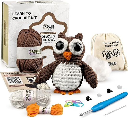 JOYBERRI Crochet Kit for Beginners - Beginner Crochet Kit for Adults and Kids - Learn to Make Amigurumi Animals with Step by Step Videos - All Materials Included