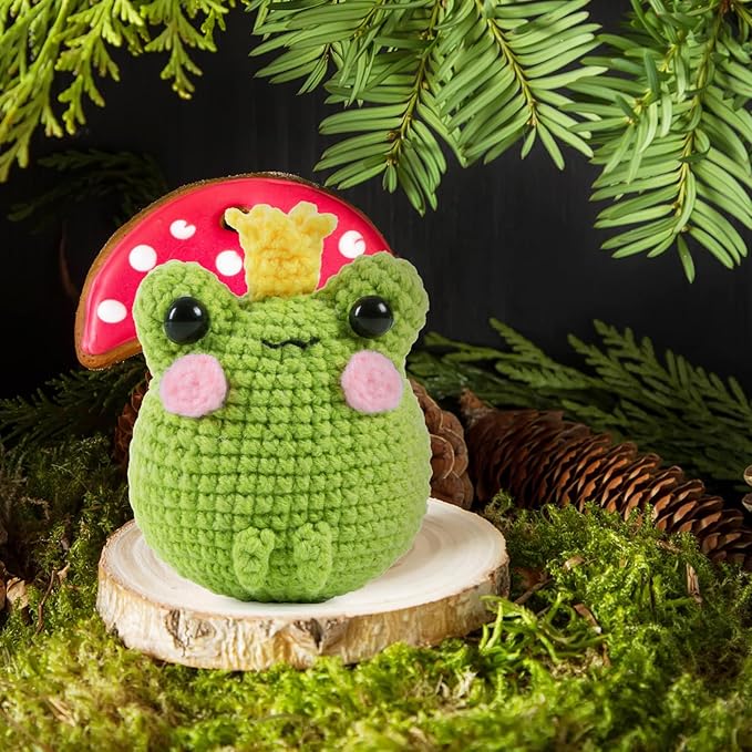 VOCHIC Crochet Kit for Beginners Frog Crocheting Knitting Kit DIY Crochet Starter Kit with Step-by-Step Video Tutorial Gift for Friends Adults